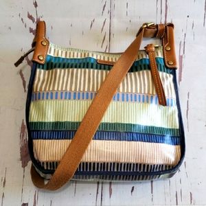Fossil striped canvas crossbody bag
